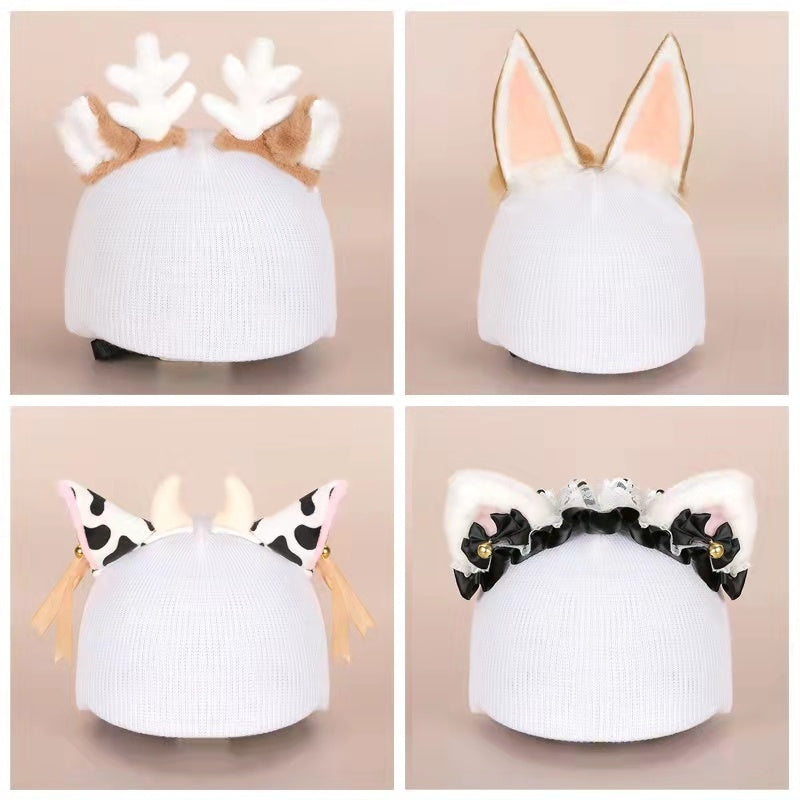 Ski Decoration Cute Cartoon Helmet Hat Set