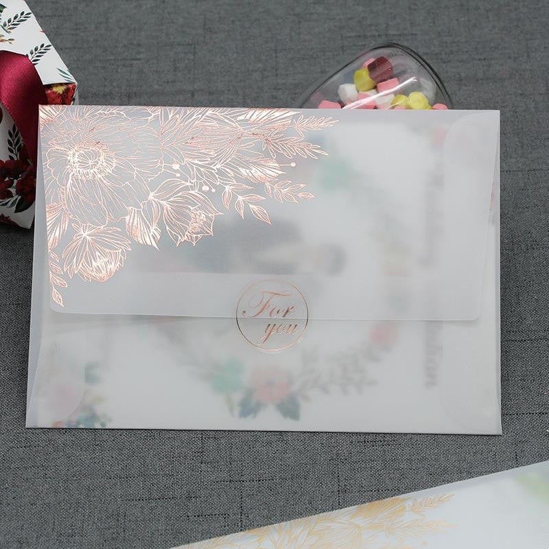 Carte d'invitation en papier acide sulfurique, vernis mat bronzant