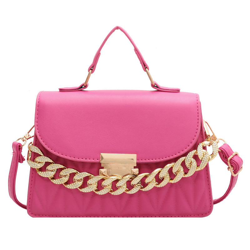 Bolso bandolera femenino y moderno de estilo occidental con hombro portátil y cadena