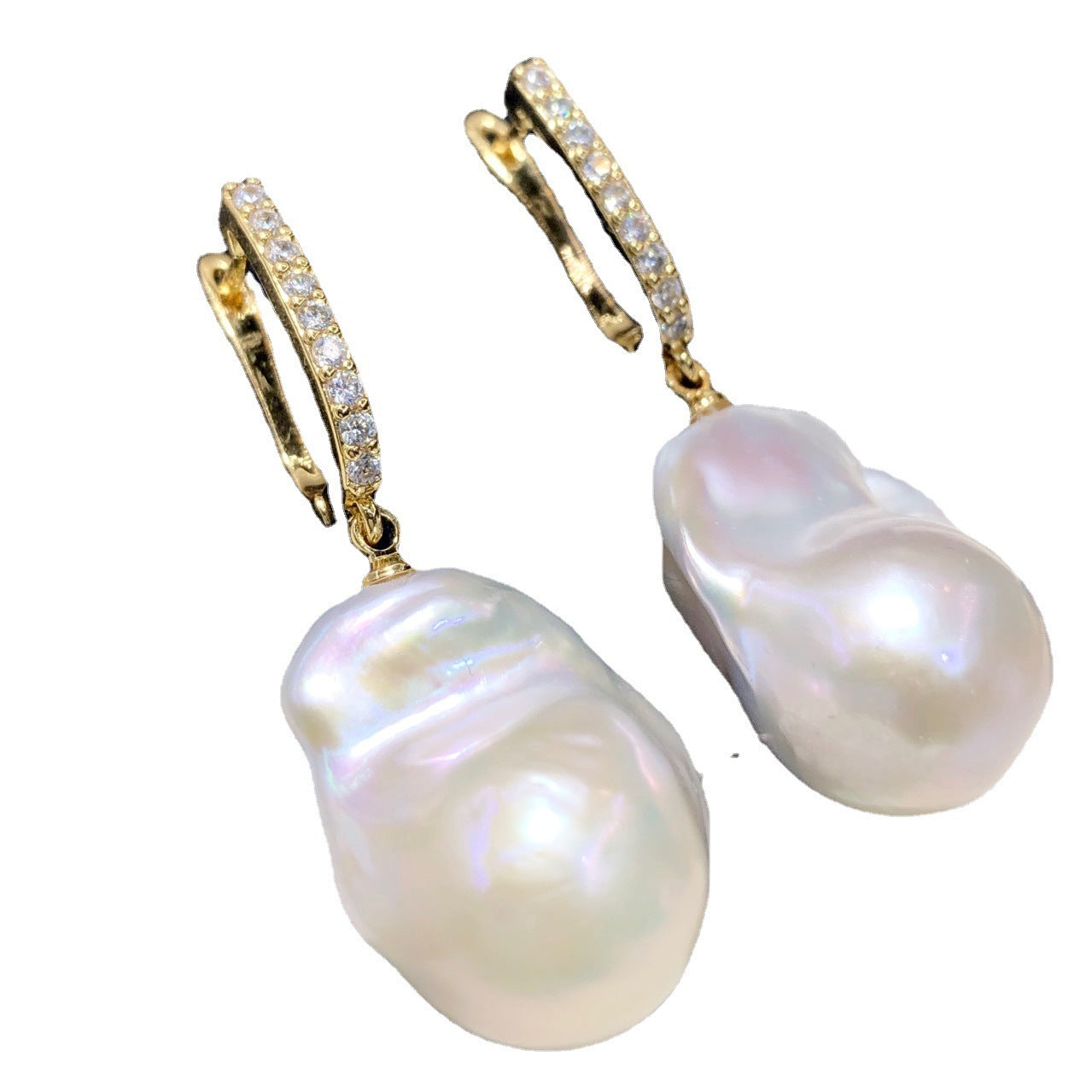 Boucles d'oreilles en perles Edison à lumière magique de forme baroque d'eau douce naturelle