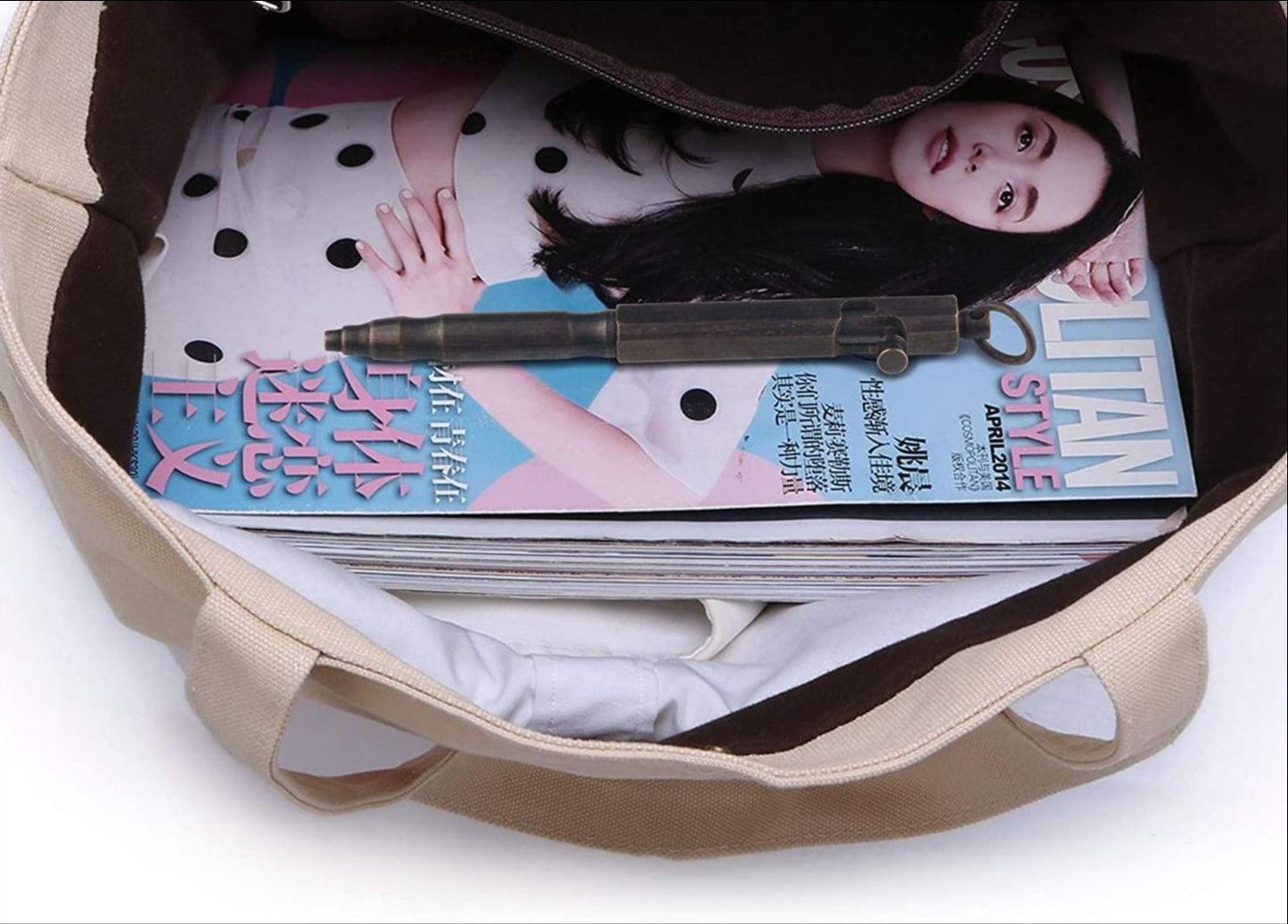 Stylo de mitrailleuse en laiton Vintage, stylo tactique en cuivre pur