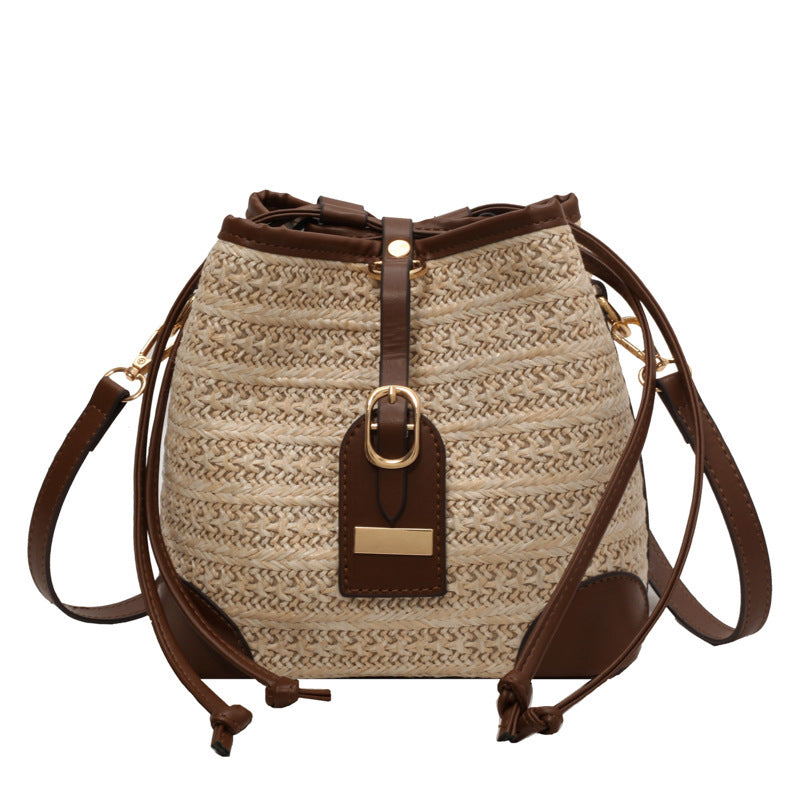 Sac messager d'été coréen en paille tressée, ceinture de traction, tissage de plage Simple, sac à bandoulière