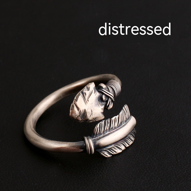 925 Thai Silver Bow And Arrow Ring Personality Fashion
