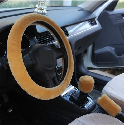 Housse de voiture en laine d'hiver, housse de volant en peluche