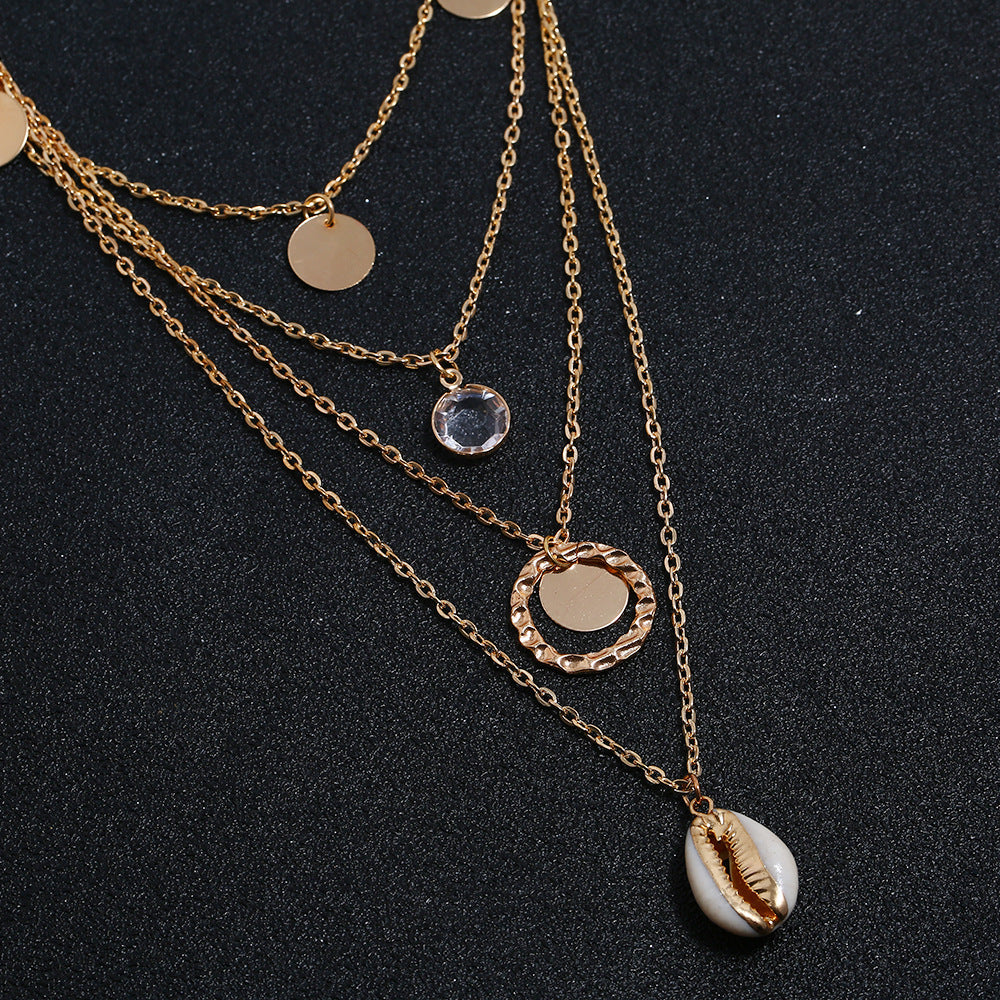 Fashion Metal Wafer Shell Necklace