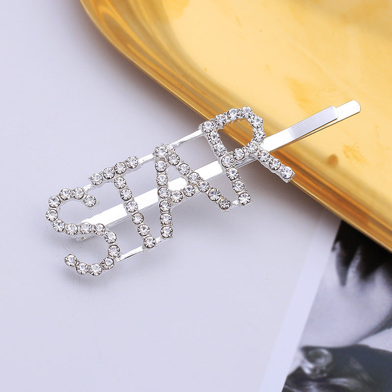 Letra Clip lateral Flequillo Diamante de imitación