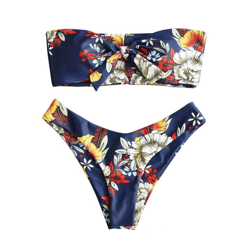 Maillot de bain fendu sexy imprimé bikini pour femme