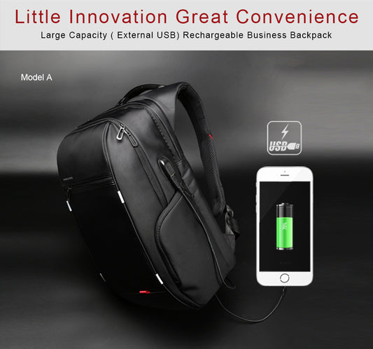 Sac à dos d'affaires étanche de grande capacité avec chargement USB
