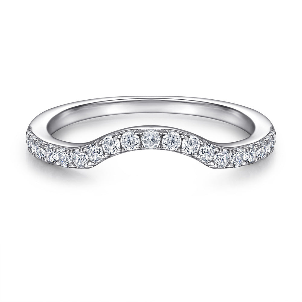 Silver Inlaid Zircon Gang Drill Combination Ring Set