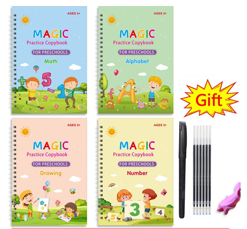 Cahier de pratique avec stylo dur et rainure pour enfants d'âge préscolaire, cahier de pratique en anglais, offre spéciale