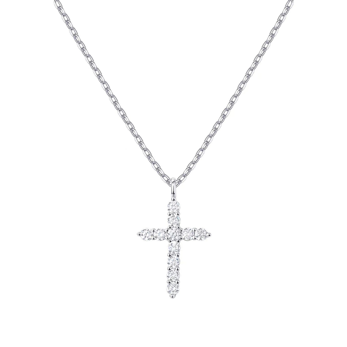 925 Sterling Silver Cross Item Full Diamond Necklace