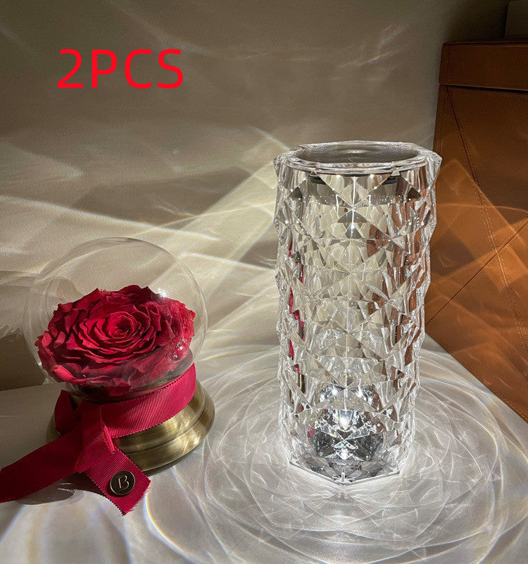 Lámparas de mesa LED románticas con diamantes rosas para dormitorio, sala de estar, fiesta, cena, decoración, luces creativas