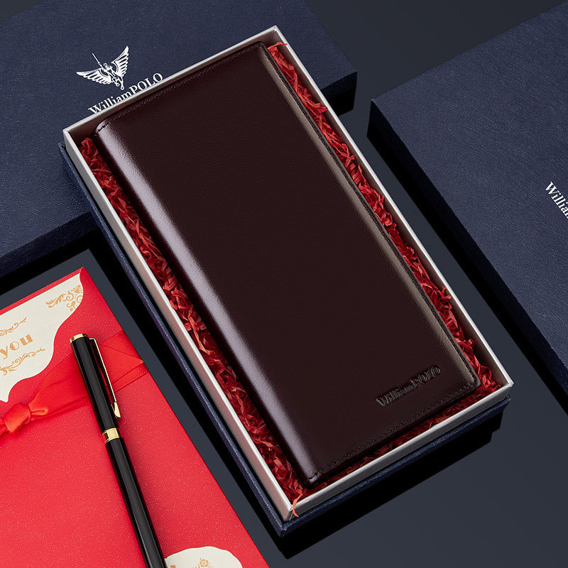 Cartera de piel de vaca con abrazadera para tarjetas de primera capa Simplicity para hombre