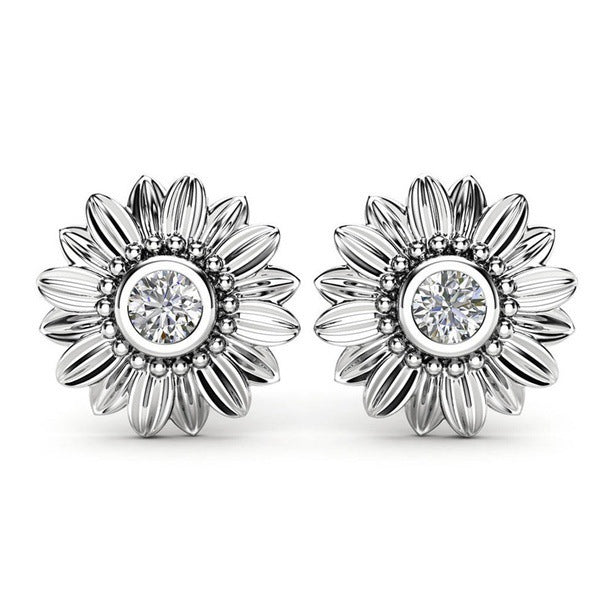 European And American Plated 18K Sunflower Earrings