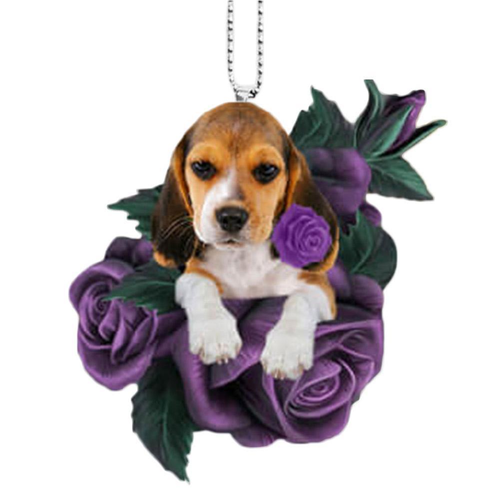 Colgante plano de acrílico con perro rosa