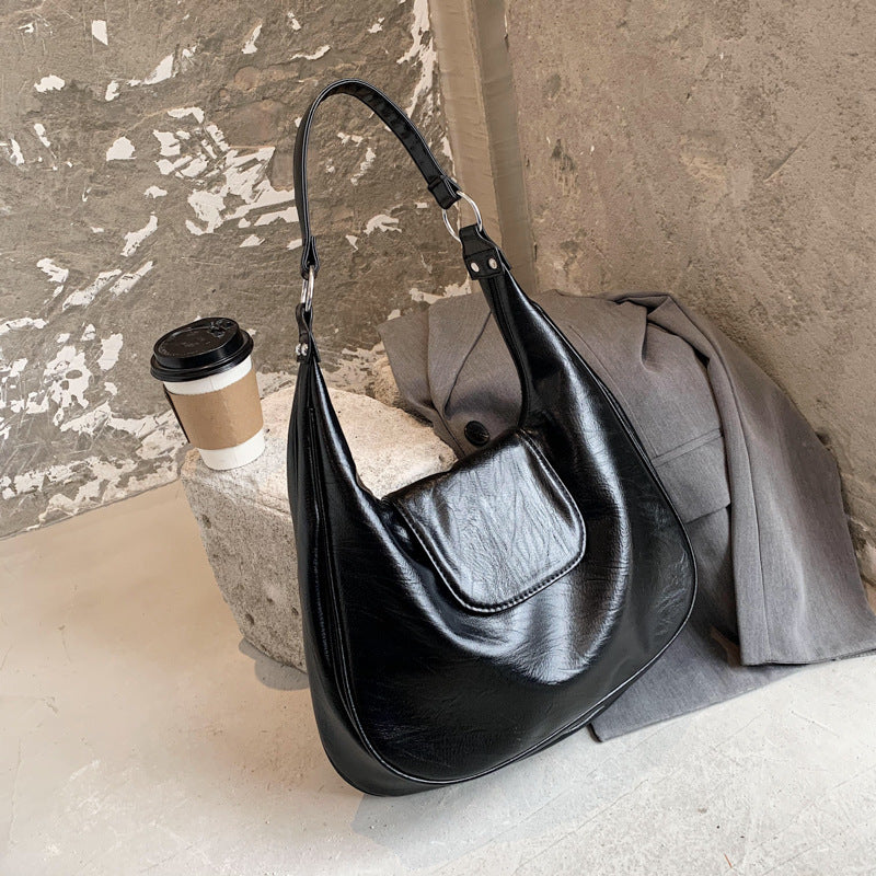 Sac à bandoulière simple classe banlieue en cuir souple fourre-tout grande capacité