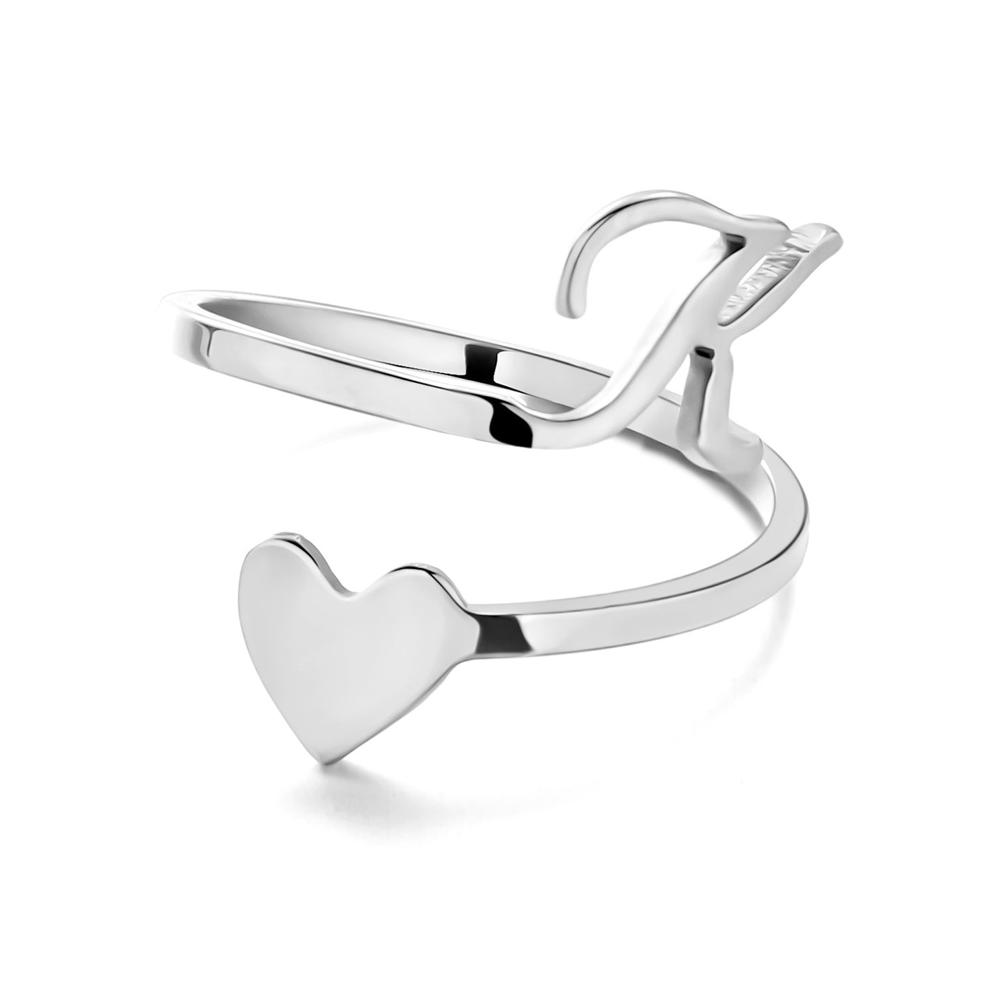 Simple Letter Three-dimensional Loving Heart With Opening Adjustable Ring