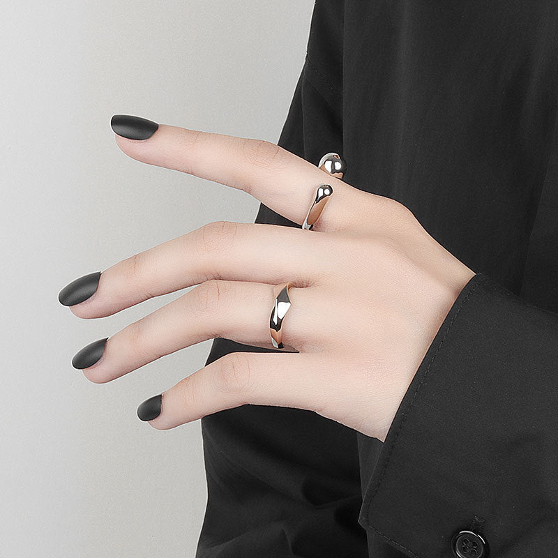 European And American Irregular Glossy Geometric Rhombus Opening Ring