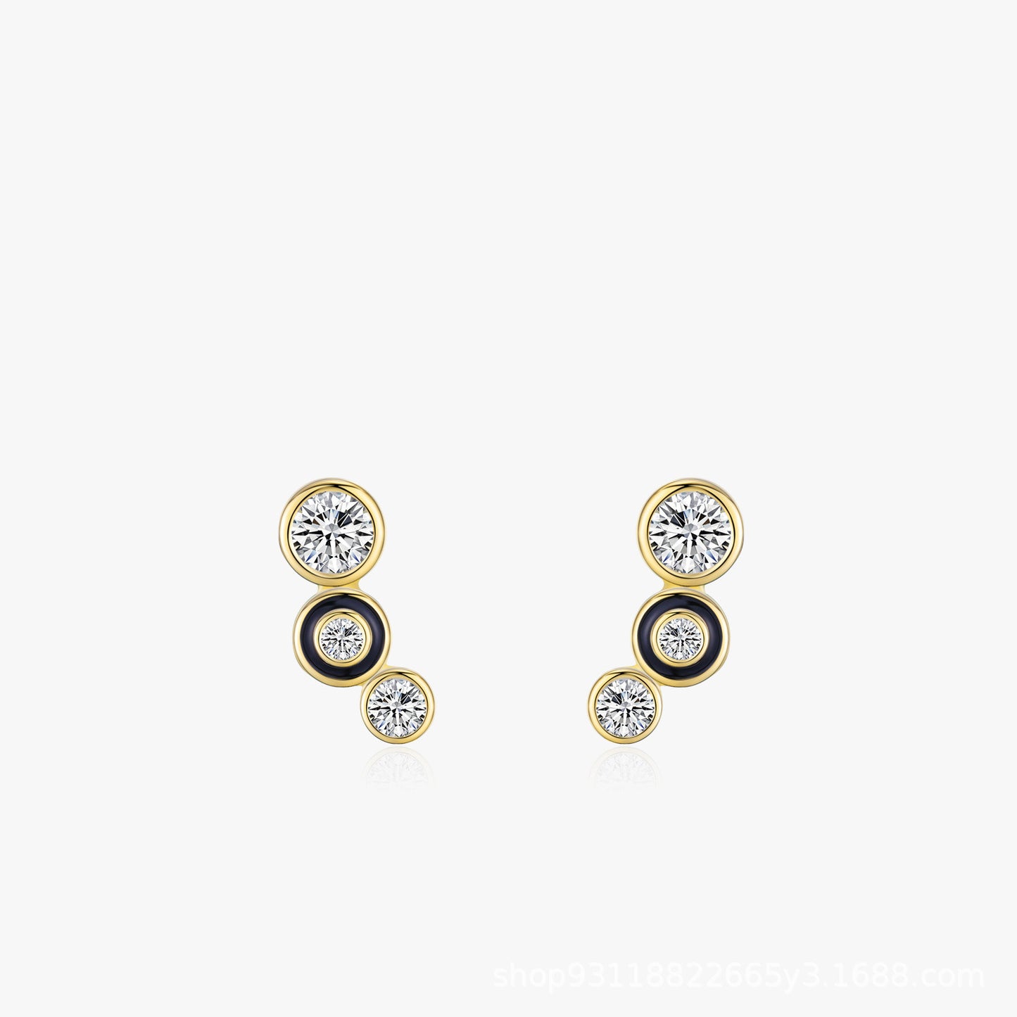 Women's Sterling Silver Black Round Bubble Stud Earrings