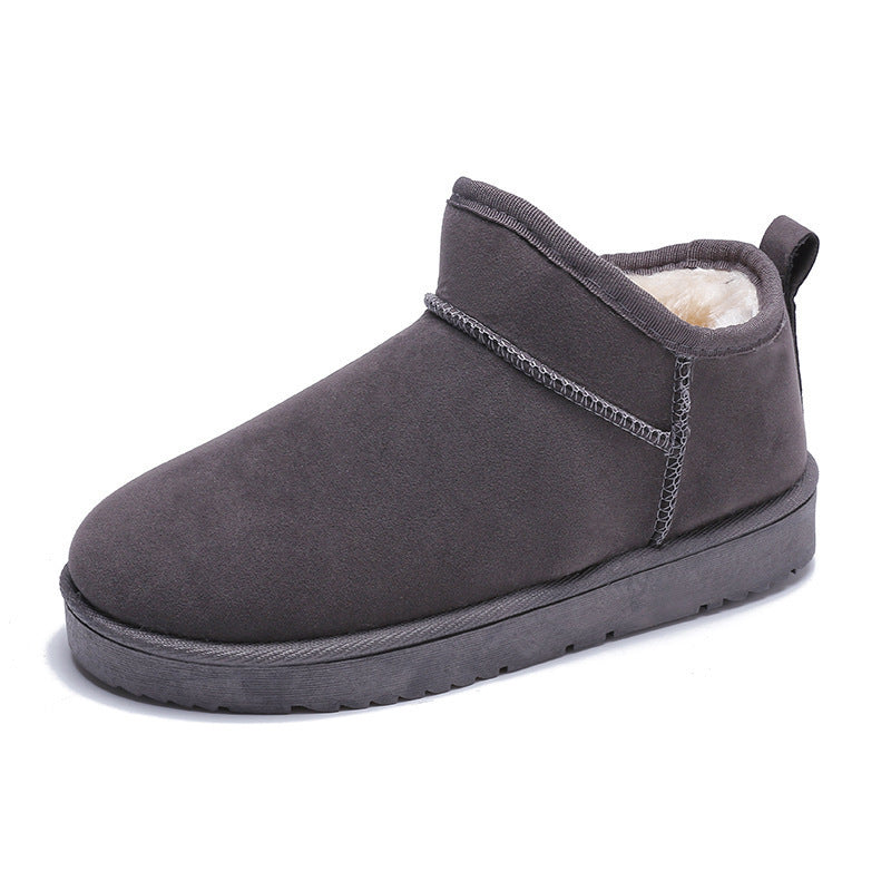 Chaussures en coton de couleur unie, bottes courtes de sport décontractées doublées de polaire