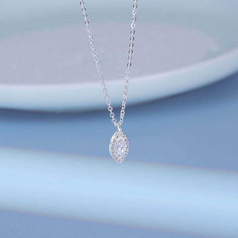 S925 Sterling Silver Diamond Water Drop Necklace Female Clavicle Chain