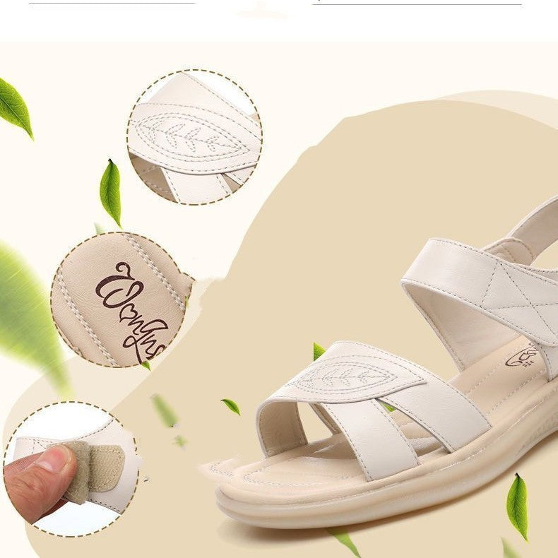 Sandalias de suela plana antideslizantes con suela de tendón de vaca