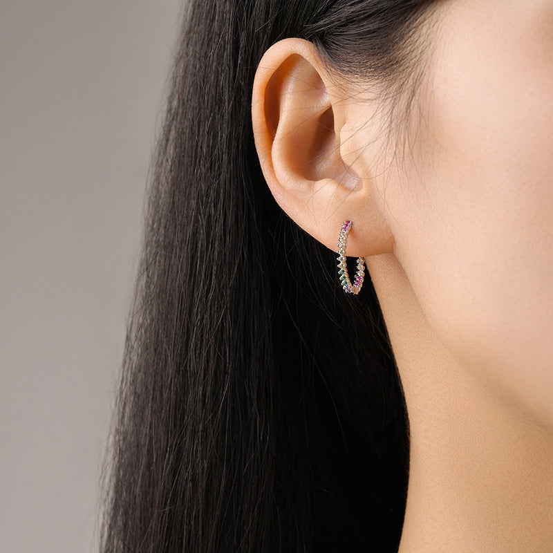S925 Sterling Silver Color Zircon Earrings