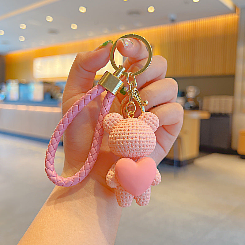 Porte-clés poupée en forme de cœur d'amour, petit ours, pendentif mignon de célébrité d'internet