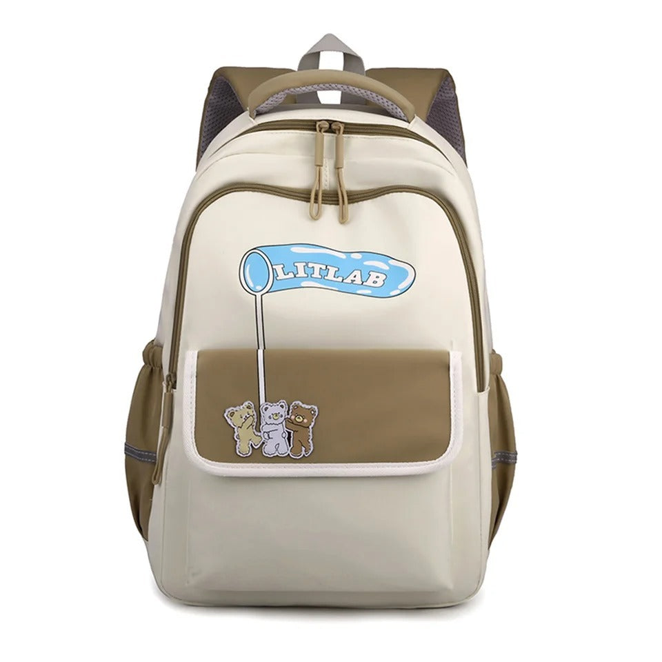 Mochila con letras lindas Mochila con retazos en contraste de color para mujer