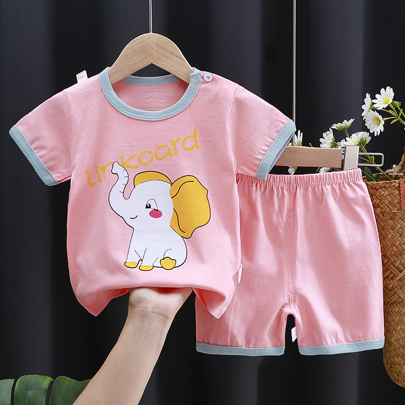 Costume à manches courtes pour enfants, T-shirt en coton, vêtements pour bébés