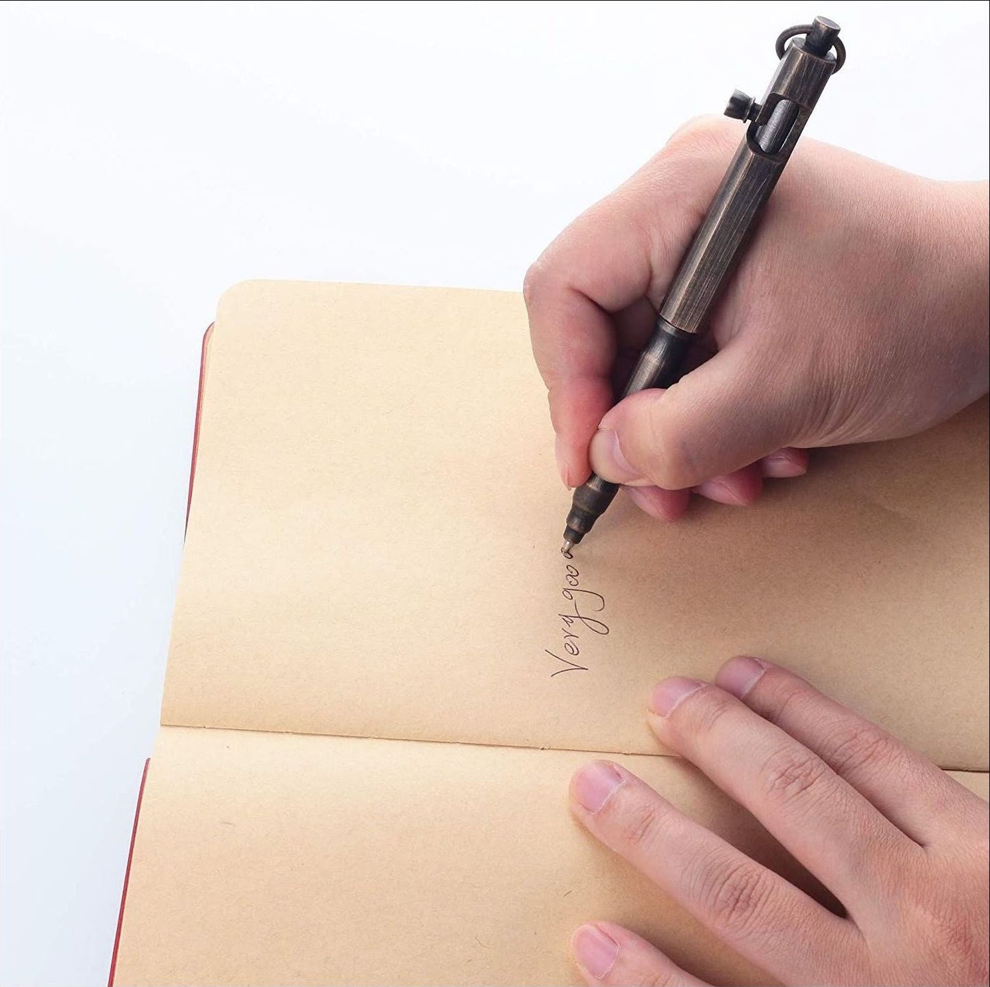 Stylo de mitrailleuse en laiton Vintage, stylo tactique en cuivre pur