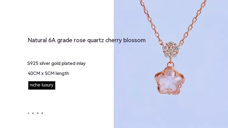 Niche irrégulière gravier coupe Unique cristal fleur de cerisier tempérament fleur de pêche pendentif clavicule collier