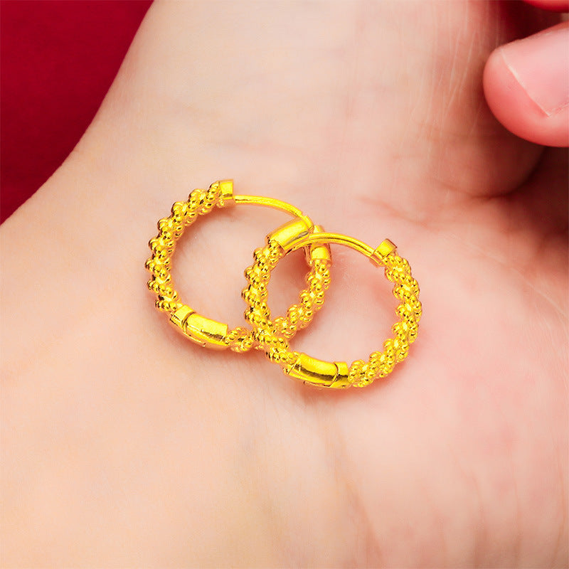 Boucles d'oreilles à crochet à motif fille en or alluvial pour femmes, boucles d'oreilles torsadées