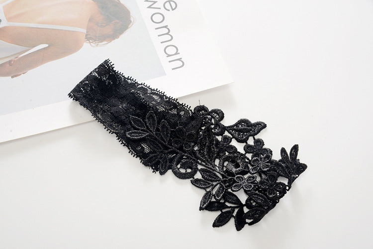 Black Three-dimensional Water Soluble Lace Princess Thigh Ring