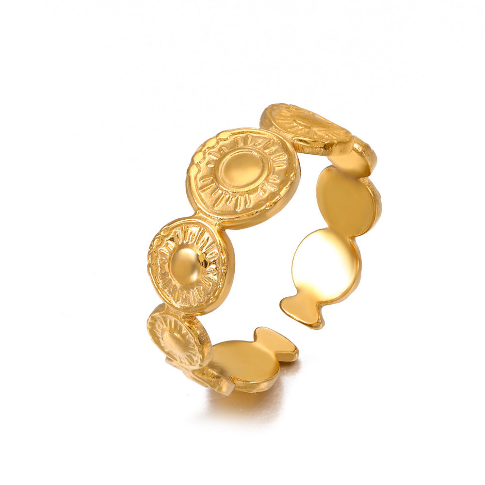 Geometric Round Opening Adjustable Ring