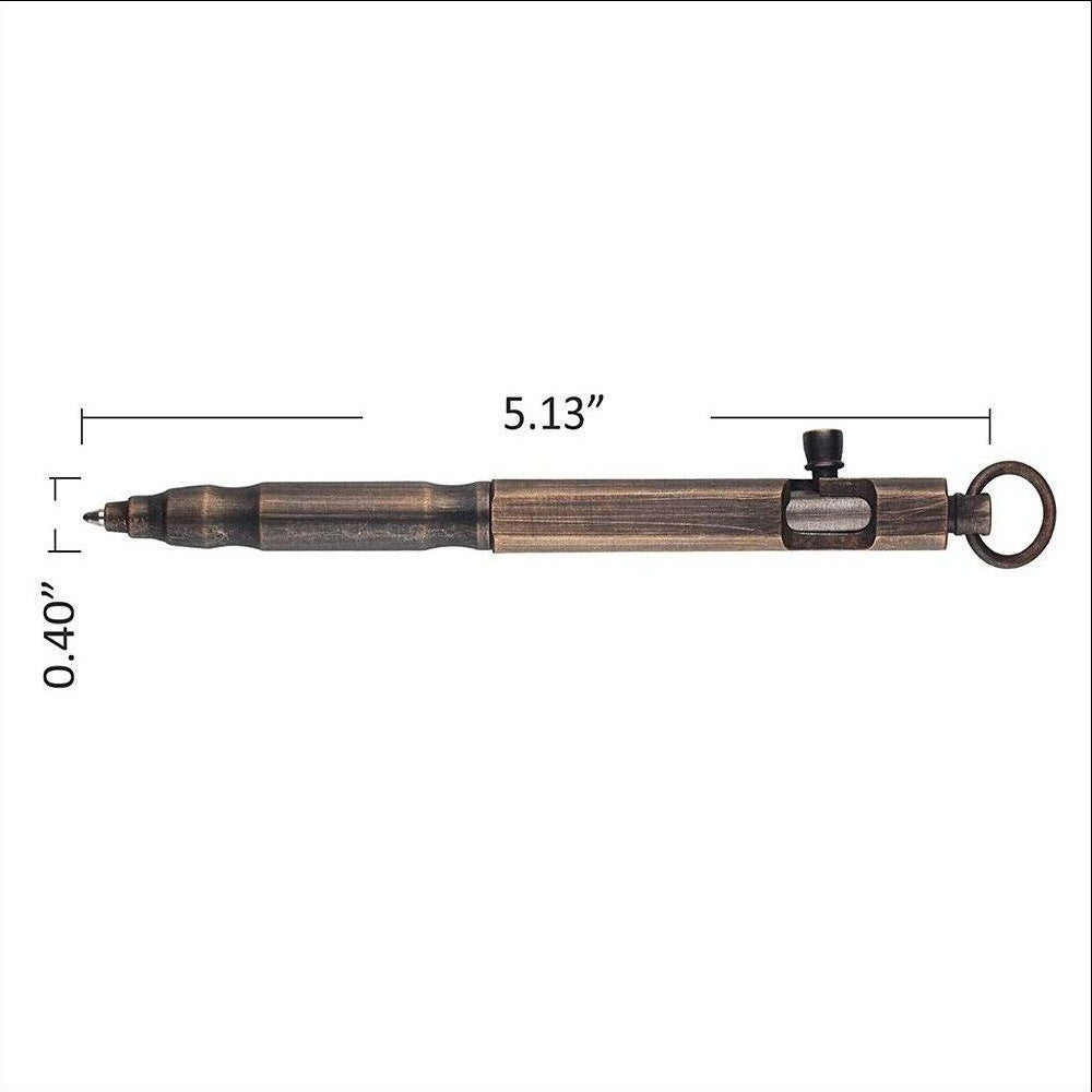 Stylo de mitrailleuse en laiton Vintage, stylo tactique en cuivre pur