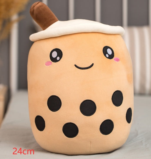 Peluche de boisson aux fruits, mignonne, douce, fraise, lait, thé, tasse de thé Boba, jouet bulle de thé, oreiller, coussin, cadeau pour enfants