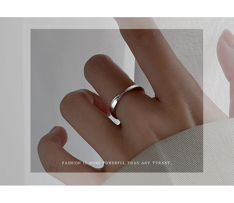 925 Sterling Silver Mobius Strip Simple Niche Design Simple Bracelet Ring