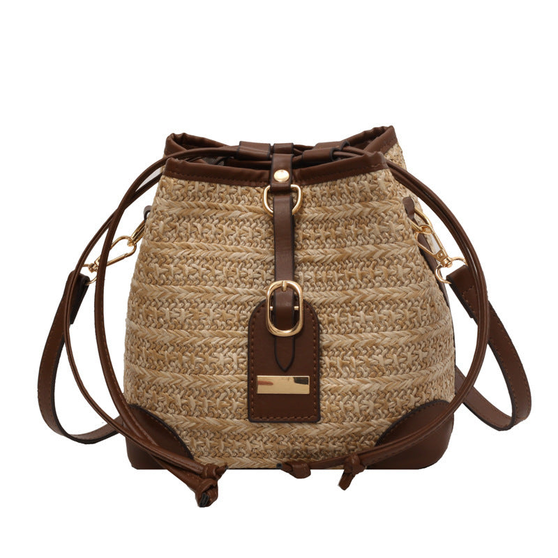 Sac messager d'été coréen en paille tressée, ceinture de traction, tissage de plage Simple, sac à bandoulière