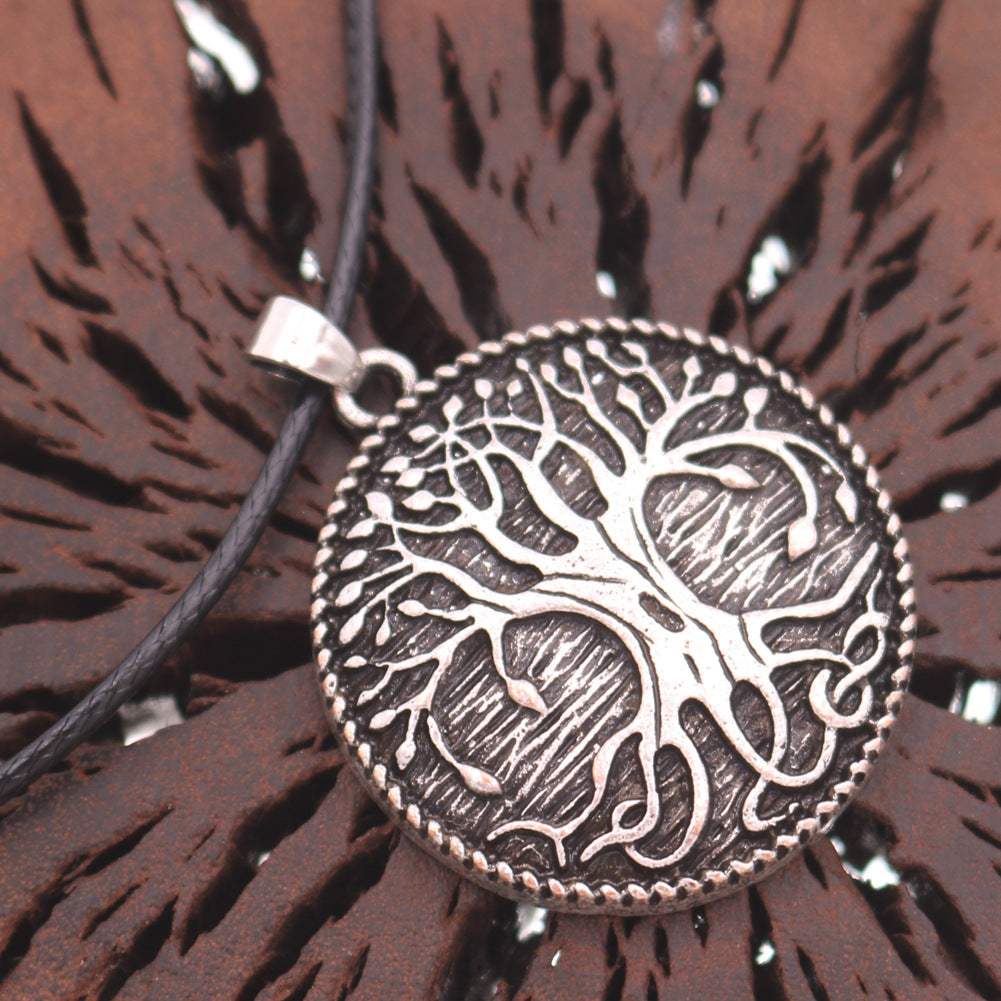 Viking arbre de vie pendentif en alliage de Zinc Vintage Aoding Rune monde arbre collier rond