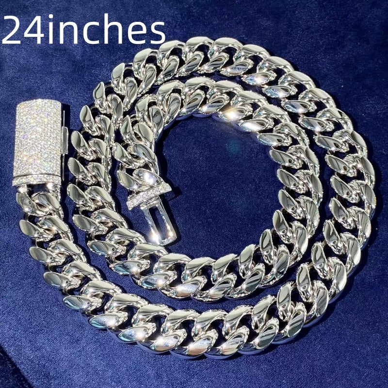 Collier Hip Hop incrusté d'acier inoxydable de 8mm, boucle Vvs Moissanite