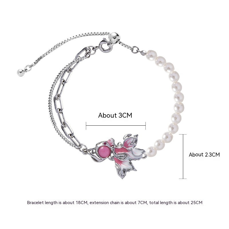 Bracelet de perles de poisson rouge goutte d'huile pour femmes