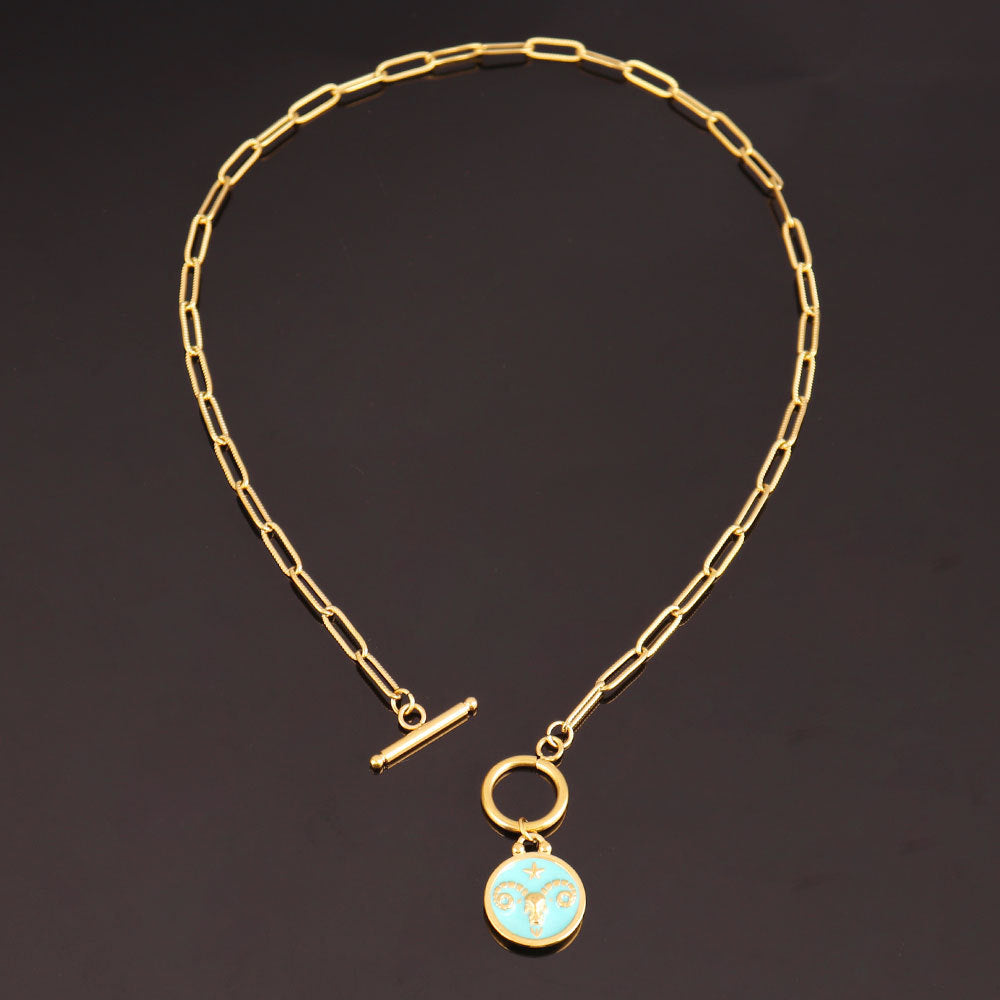 Blue 12 Twelve Constellations Necklace Constellation Clavicle