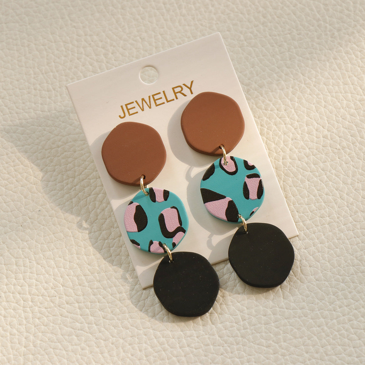 Contrast Color Holiday Girl New Acrylic Clay Texture Color Earrings