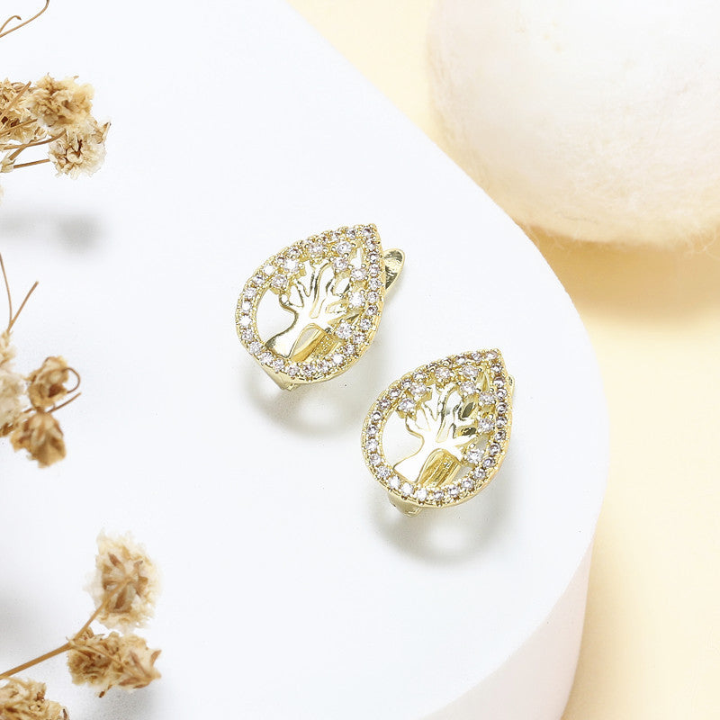 Boucles d'oreilles créatives en cuivre cloutées de zircon