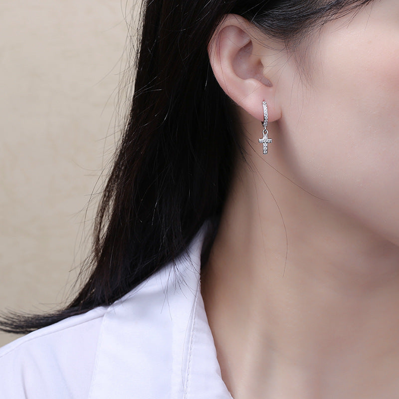 Boucles d'oreilles croisées en Zircon pour femmes