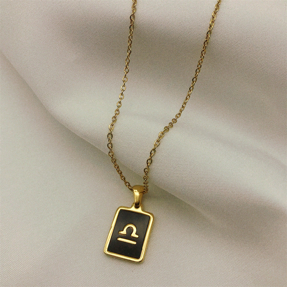 Square Plate Twelve Constellation Rune Necklace