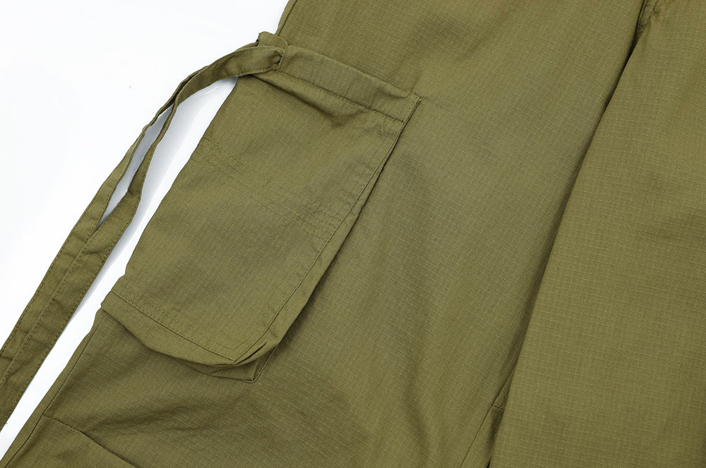 Fashion Ribbon Large Pocket Overalls