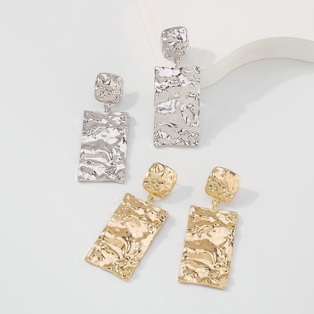 Alloy Pleated Elegant And Simple Earrings Geometric Earrings