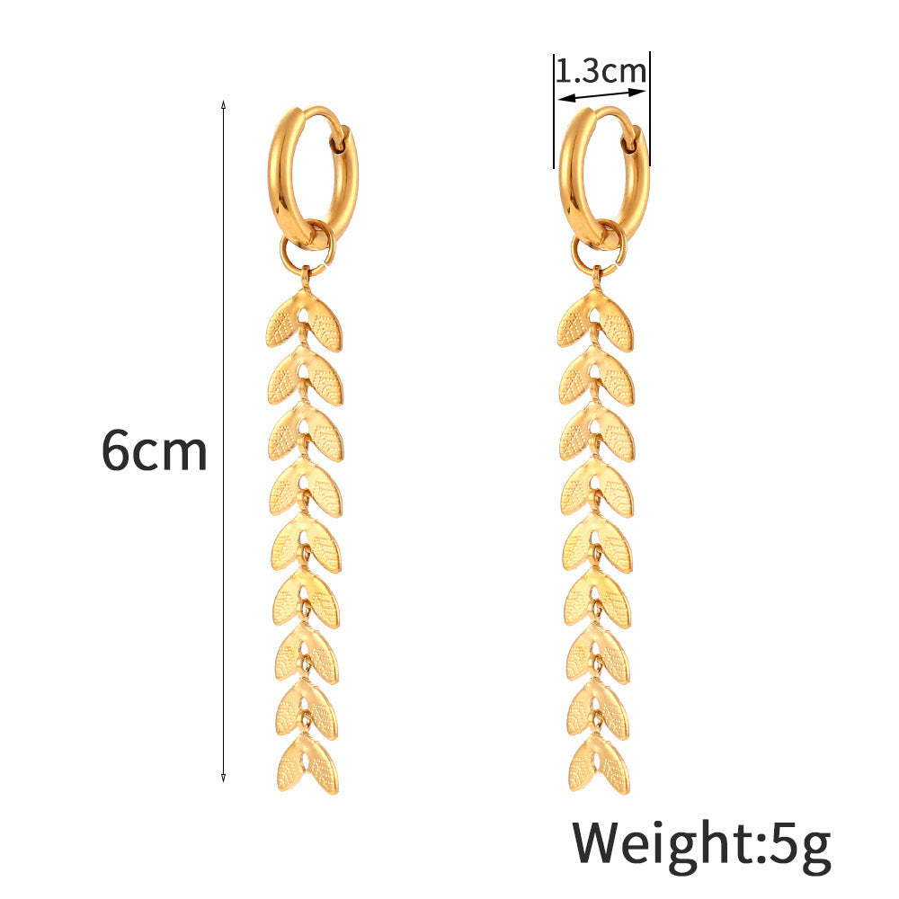 Boucles d'oreilles à longues franges de blé de tempérament à la mode
